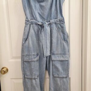 Free People Light Blue Denim Overalls